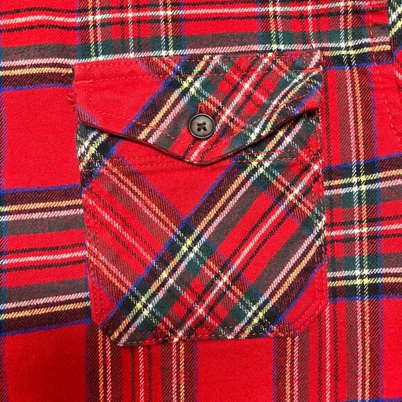 Montfort Lumberjack Red Plaid Long Sleeve Flannel Button Down Shirt Womens L - Picture 4 of 9
